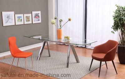 Stainless Steel Furniture Rectangle Glass Dining Table for Home Hotel
