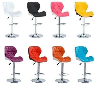 Restaurant Coffee Furniture Lift Bar Stool Black PU Fabric Swivel Bar Chair