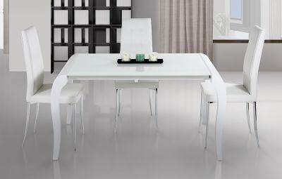 Extension White Glass Modern Wood Dining Banquet Table