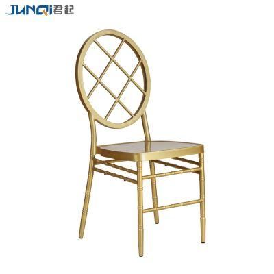 Outdoor White and Gold Steel Chiavari Chair for Wedding