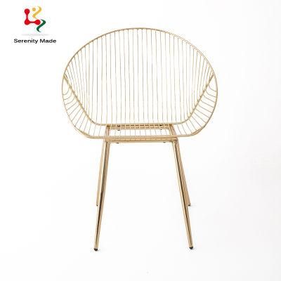 Modern Galvanized Wire Gold Frame Outdoor Dining Chair