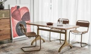 Manufacturers Wholesale Nordic Dining Chair Industrial Design Loft Style Chair Geniune Leather Metal Chair