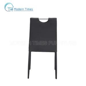 PU Upholstered Fabric Simple Style Chrome-Plated Legs with Handle Backrest Restaurant Outdoor Dining Chair