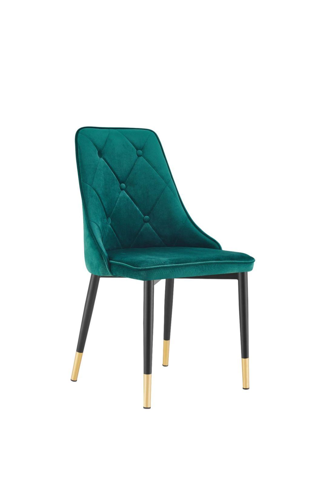 Nordic Style Home Furniture Soft Blue Velvet Chair Modern Restaurant Dining Chair