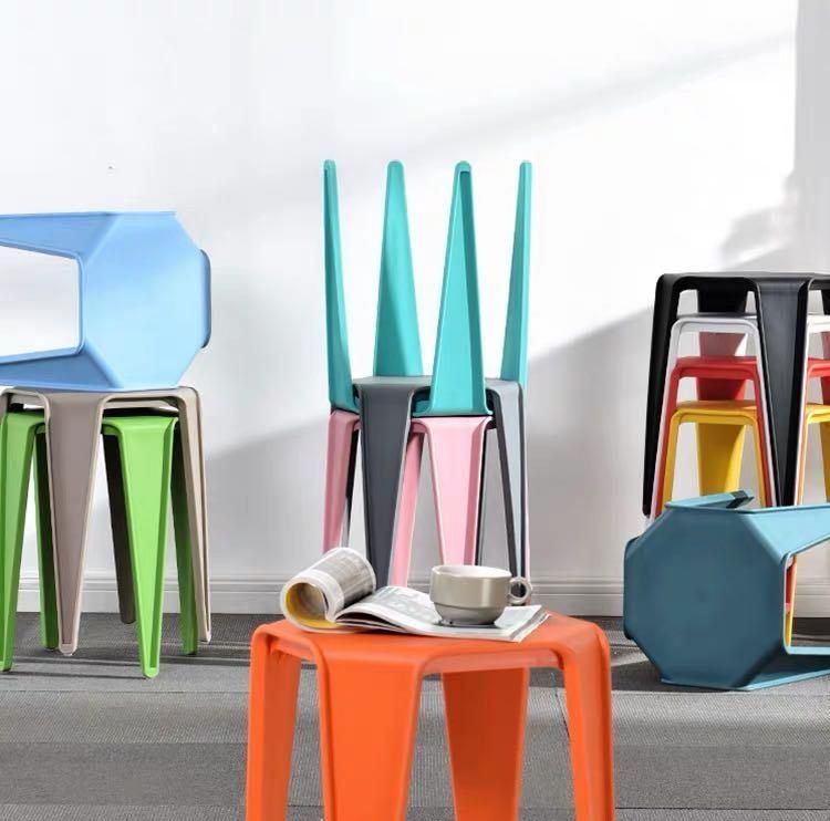 Cheap High Quality Plastic Small Square Stool Stocked Chair
