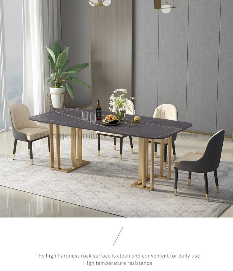 Sintered Stone Hot Sale Metal Leg Dining Table and Chairs