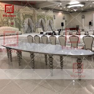 Luxury Dubai Hotel Long Oval Stainless Steel Dining Table for Wedding Party