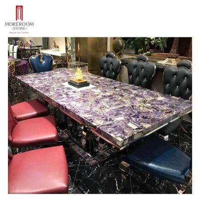 Luxury Modern Living Room Furniture Style Gemstone Onyx Dining Table