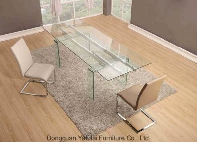 Hot Sale Classic Modern Clear Glass Dining Table for Home