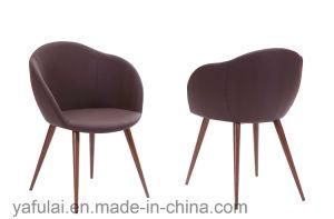 Round with Armrest PVC with Metal Leg Dining Chair
