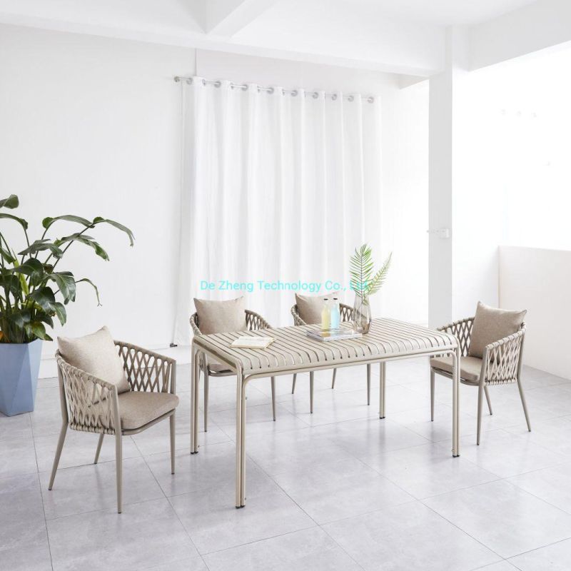 High Quality Colorful Bistro Dining Sets Outdoor Furniture Bar Garden Livingroom Rope Chair with Seat Cushion Pillow