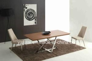 Practical Rectangle MDF with Stainless Steel Leg Dining Table