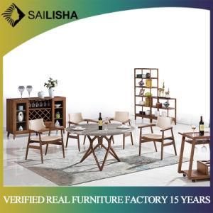Round Dining Table Marble Top Latest Modern Style Chinese Solid Wooden Dining Room Furniture Wholesale