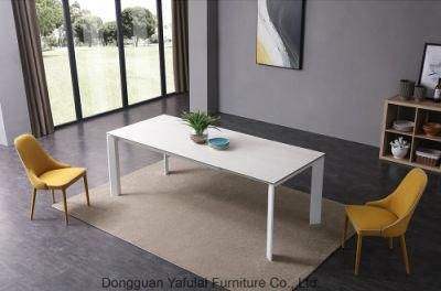 Hot Sale Classic White Ceramic Extension Dining Table Set Furniture