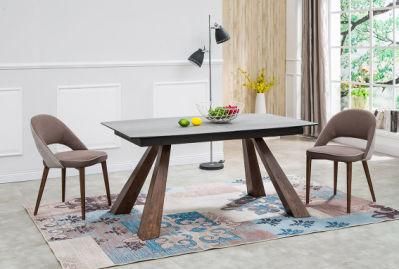 Modern Cymbate Extension Wood Ceramic Glass Dining Table