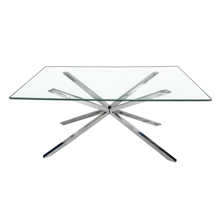 New Factory Custom Modern Stainless Steel Furniture Rectangular Luxury Vintage Glass Top Dining Table