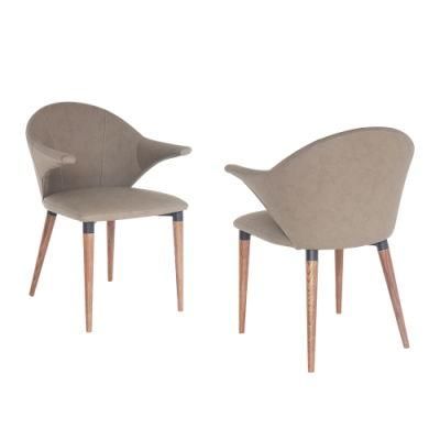 New Modern Armrest Wooden PU Dining Chair for Living Room