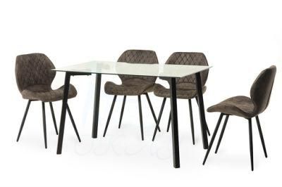 Glass Table Top+Four Legs Dining Table