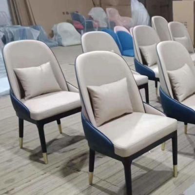 High Back PU Leather Luxury Leisure Indoor Dining Furniture European Metal Dining Chair