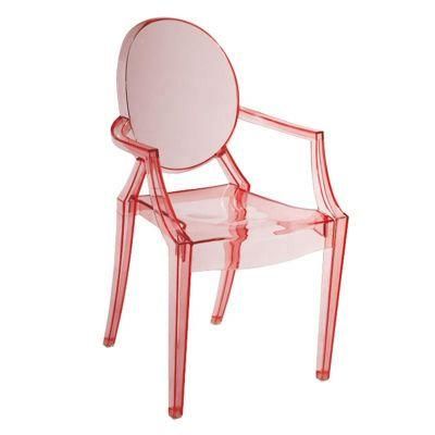 Modern Adult Stackable Colorful Clear Plastic Restaurants Armrest Dining Chair
