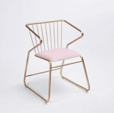 North American Minimalist Modern Style Cheaper Stainless Steel Chair High Back Customized Flannel Fabric Dining Chairs