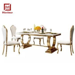 Rectangle Luxury Marble Top Dining Home Furniture Table and Chairs Set