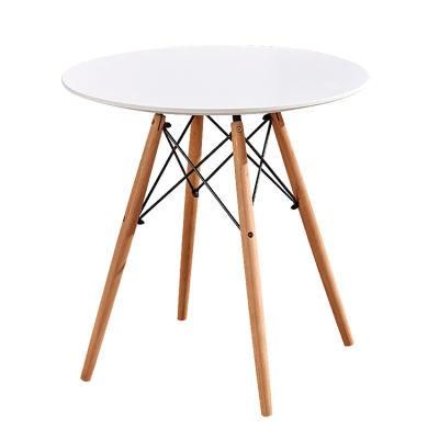 Nordic Family Table for 4 People MDF Solid Wood Metal Frame Round Table