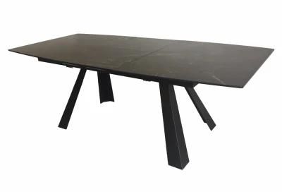 Modern Ceramic Top Metal Base Extension Dining Table for Home