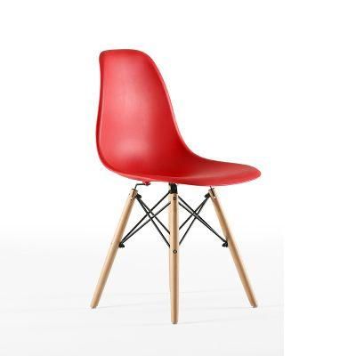 Cafe Furniture Chair Newest Wooden Legs Chairs Kursi Red PP Plastic Eiffel Chair Plastic Chair Dining