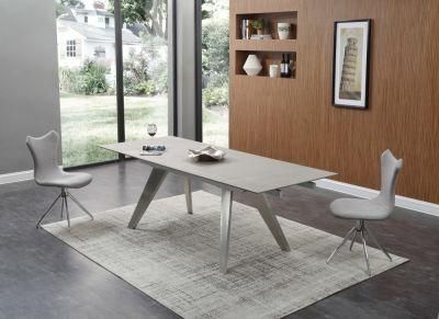 Hot Selling Marble Tempered Glass Dining Table with Stainless Steel