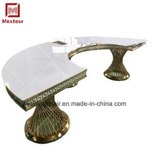 Party Use LED Light Golden Stainless Steel Half Moon Wedding Table for Hotel Direct Sell by Factory