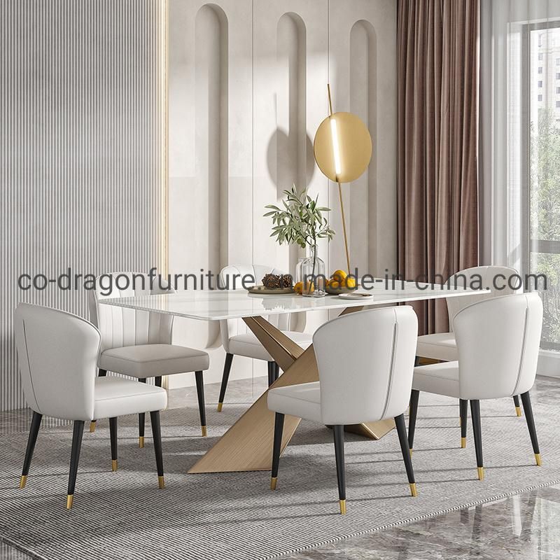 Stainless Steel Dining Table with Marble Top for Modern Furniture