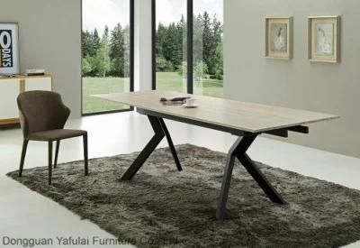 Hot Selling Modern Extension MDF Metal Dining Table Set Furniture