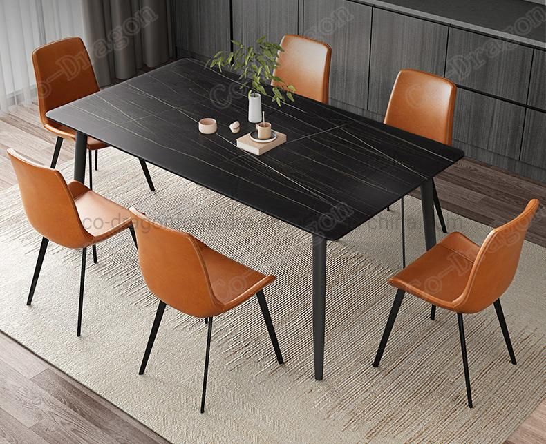 Marble Dining Table for Dining Room Luxury Furniture Steel Table