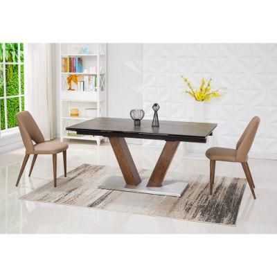 Rectangle Spain Ceramic Glass Wood Dining Table Living Room Furniture