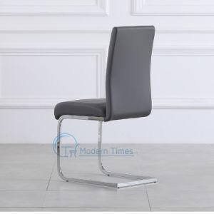 Outdoor Furniture Modern High Back Leather Upholstered Seat with Chrome-Plated Legs Outdoor Dining Chair