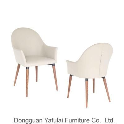 Classic Modern Wooden Grey Fabric Armrest Dining Chair