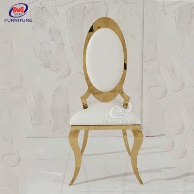 Modern Gold Luxury Leather Event High Back Stainless Steel Chair