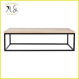 Waiting Room Solid Timber Iron Wire Rectangular Coffee Table