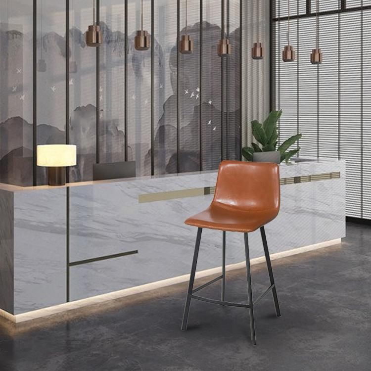 American Style Hotel High Foot Leather Bar Chair