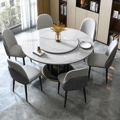 Restaurant Furniture White Metal Marble Dining Table