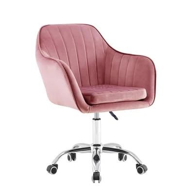 Modern Nordic Style Five Castors Swivel Velvet Dining Chair