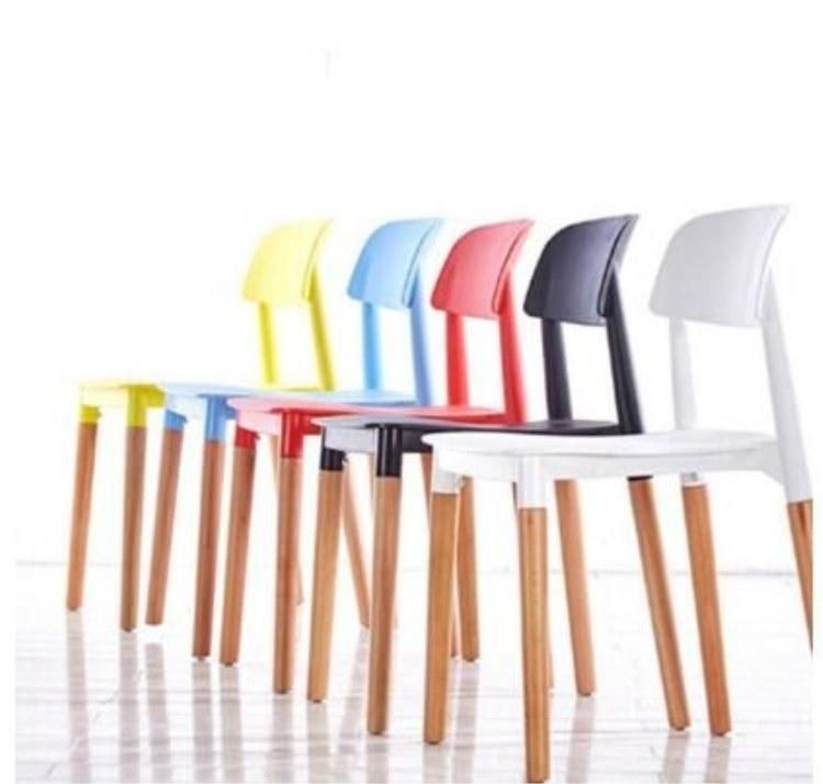 Promotion Italian Plastic Seat Beech Wood Leg Restaurant Home Furniture Dining Room Chair