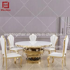 Foshan Factory Round Stainless Steel Glass Dining Wedding Table