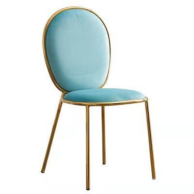 Cheaper Stainless Steel Chair High Back Customized Flannel Fabric Dining Chair with Velvet Seat Cushion