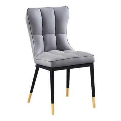 Nordic Leather Light Luxury Dining Chair Modern Hotel Stainless Steel Leg Velvet Fabric Restaurant Chair