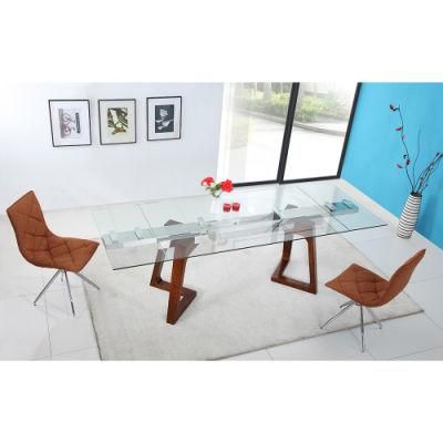 Customized Extension Restaurant Wooden Livingroom Glass Furniture