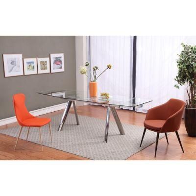 Extension Modern Restaurant Steel Glass Dining Table