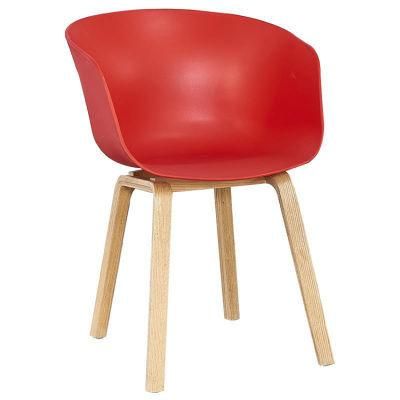 Single Home Plastic Wood Legs Cafe Red Dining Chair