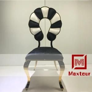 Round Flower Back Gold Stainless Steel Fablic Dining Room Chair